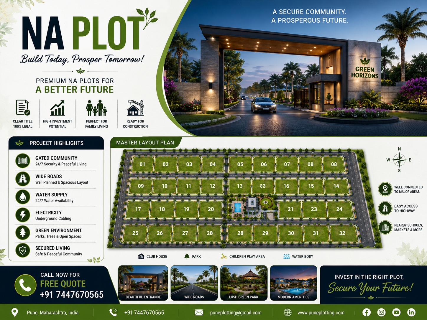 23 Guntha Road Touch Plot on Chande Gaon Road | ₹33 Lac/Guntha