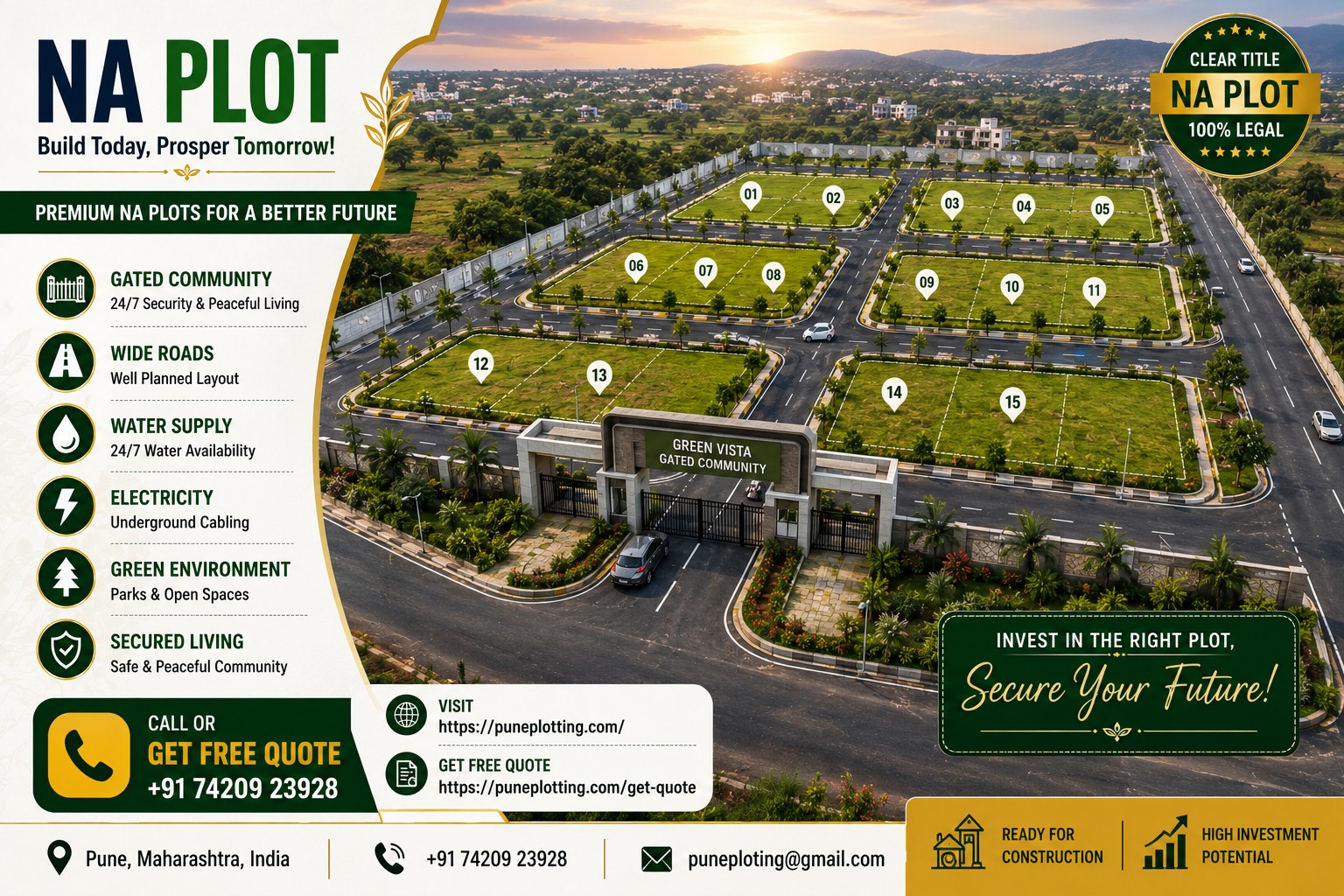 Kaleidoscope Township – Plot RS-70 | 2,700 Sq.Ft. West | NA Villa Plot | Bhugaon, Pune West